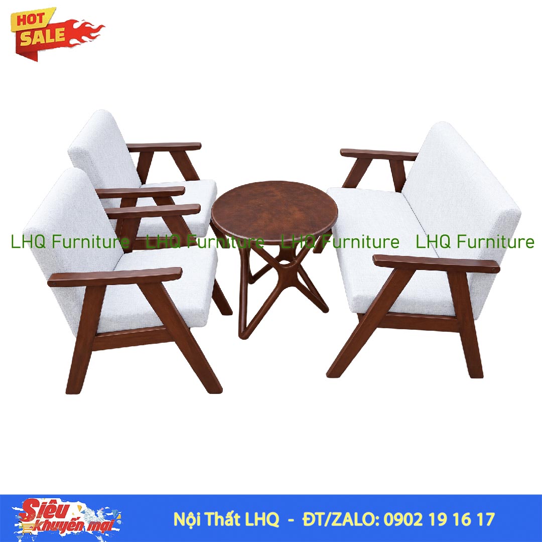 Bộ Bàn Ghế Sofa Tay Dẹt Gỗ Cao Su – Thiết Kế Hiện Đại