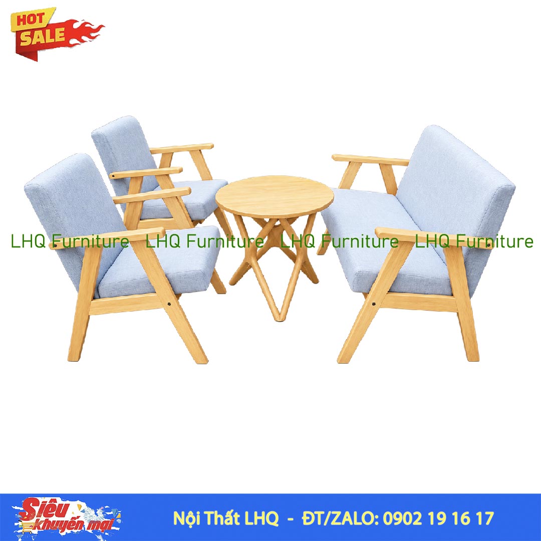 Bộ Bàn Ghế Sofa Tay Dẹt Gỗ Cao Su – Thiết Kế Hiện Đại