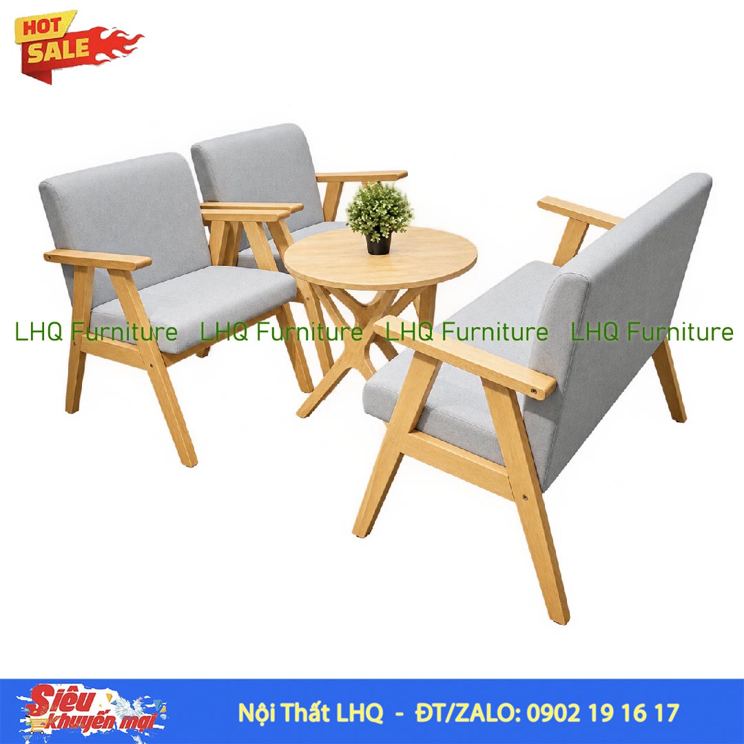 Bộ Bàn Ghế Sofa Tay Dẹt Gỗ Cao Su – Thiết Kế Hiện Đại