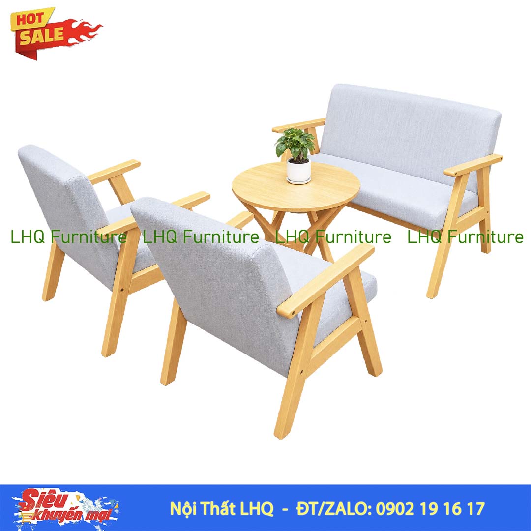 Bộ Bàn Ghế Sofa Tay Dẹt Gỗ Cao Su – Thiết Kế Hiện Đại