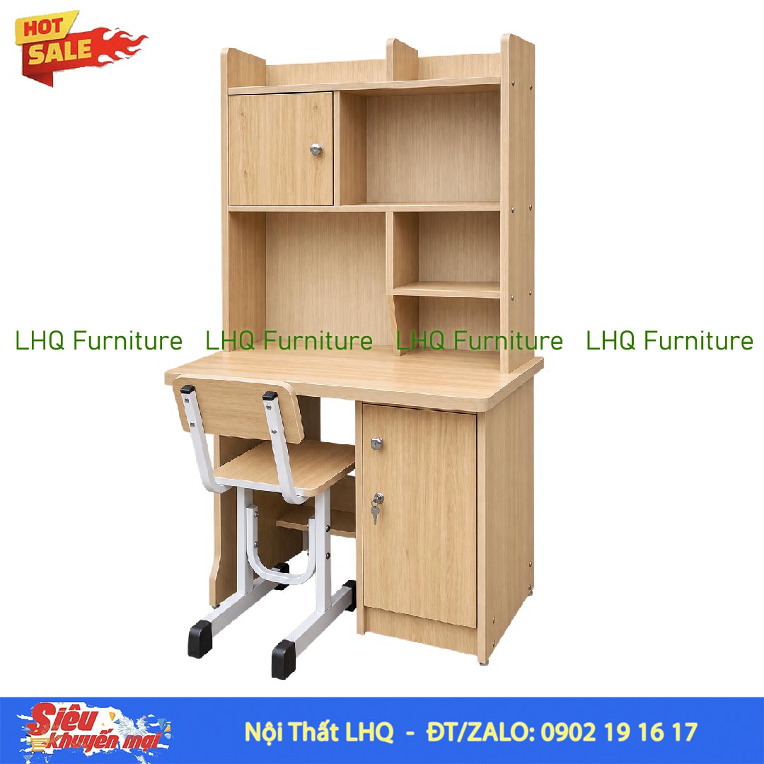 Bàn học sinh liền giá sách 1m – Thiết kế tháo lắp tiện lợi