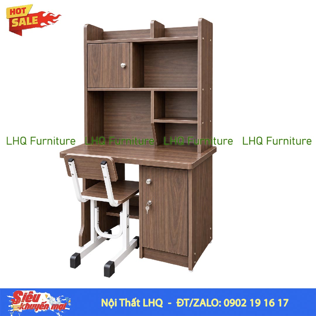 Bàn học liền giá sách rộng 80cm – Thiết kế gọn gàng, tiện dụng