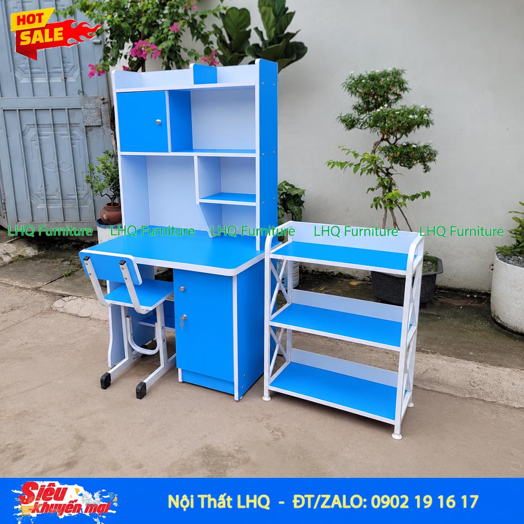 Bàn học liền giá sách rộng 80cm – Thiết kế gọn gàng, tiện dụng