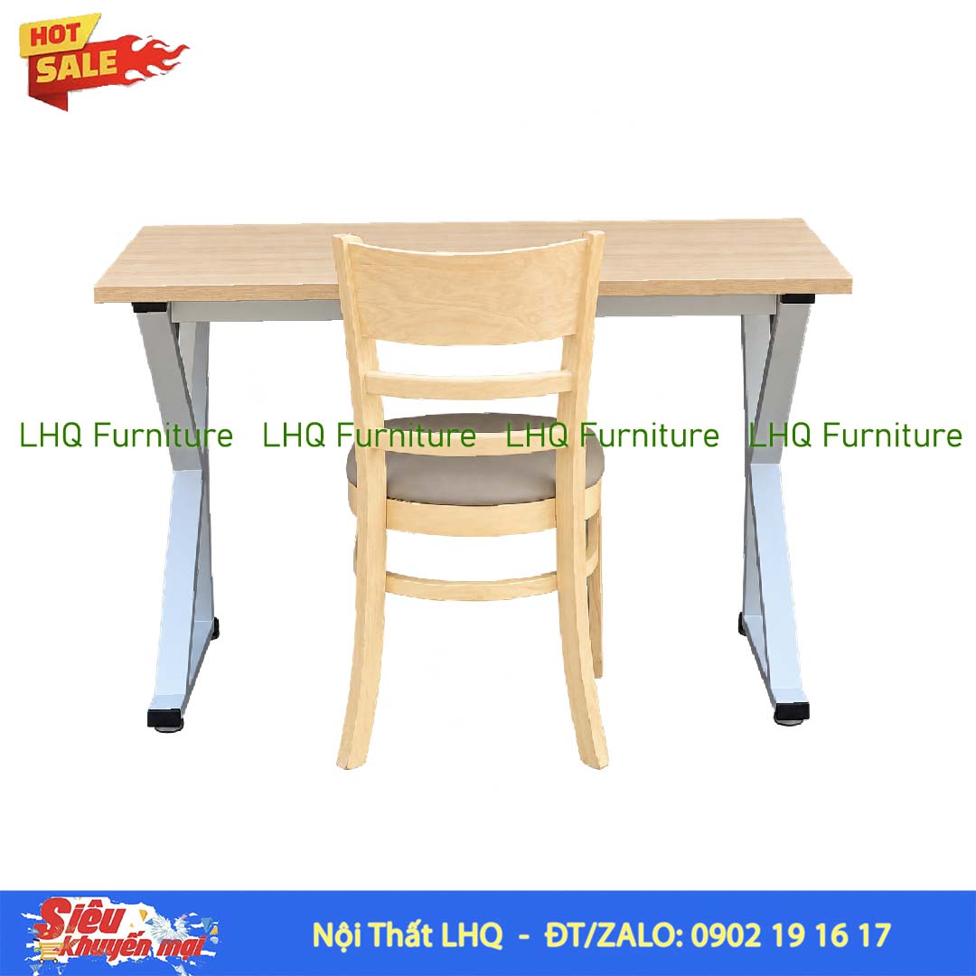 Bộ Bàn Chân Sắt Chữ K Kết Hợp Ghế Gỗ – Thiết Kế Hiện Đại