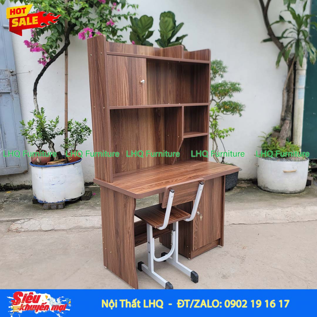 Bàn học liền giá sách rộng 80cm – Thiết kế gọn gàng, tiện dụng