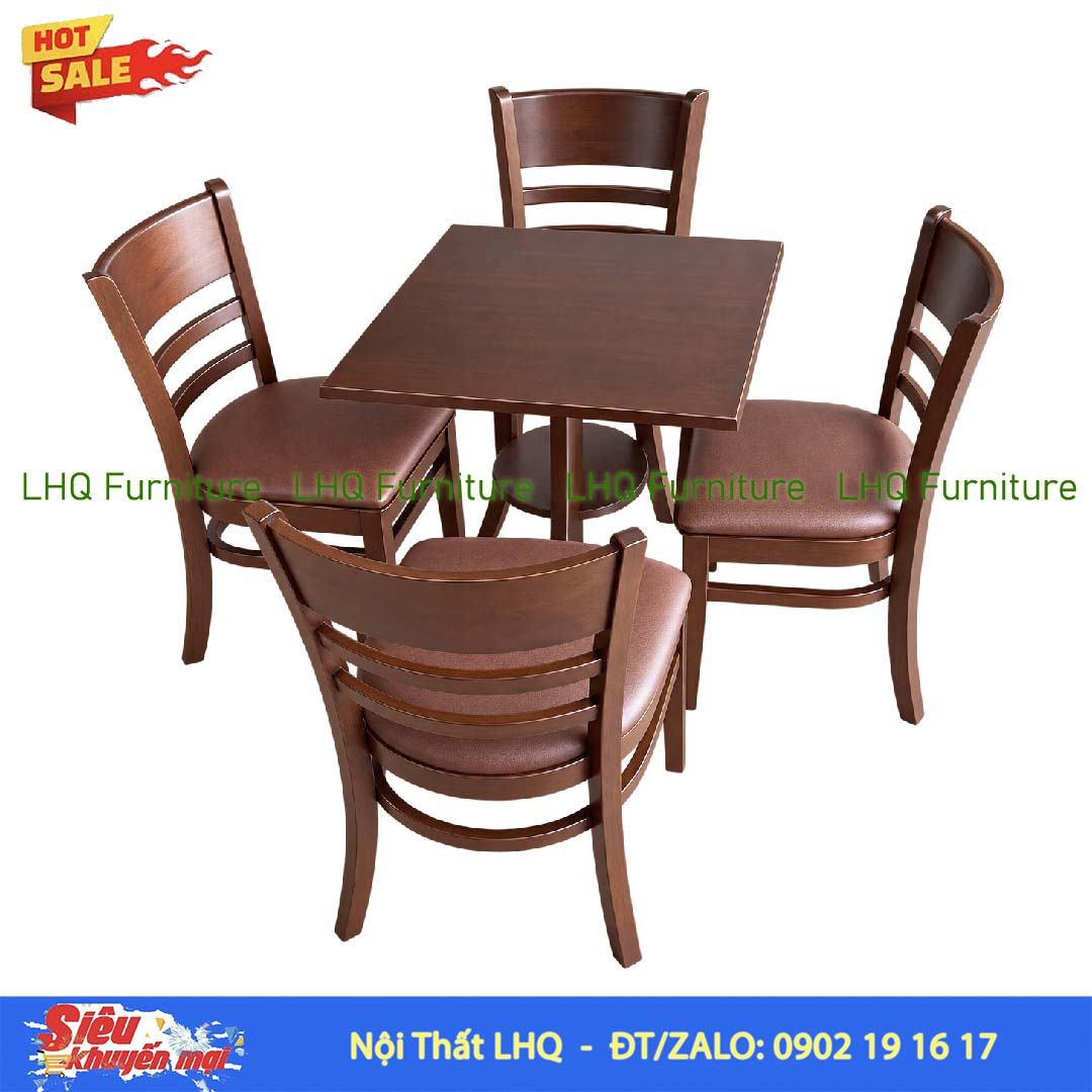 Bộ Bàn 4 Ghế Cabin – Bàn 2 Tầng 60cm Tròn/Vuông