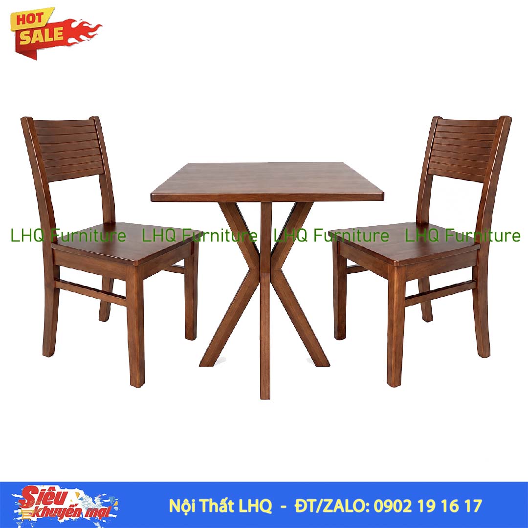 Bộ Bàn 2 Ghế Cherry – Bàn Chân Chụm 60cm Màu Tự Nhiên