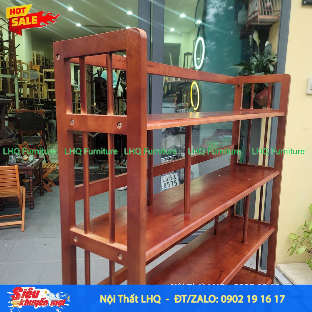 Kệ Sách Gỗ 3 Tầng Rộng 1m2 – Kệ Gỗ Cao Su Tự Nhiên Cao Cấp, Không Gian Lưu Trữ Rộng Rãi