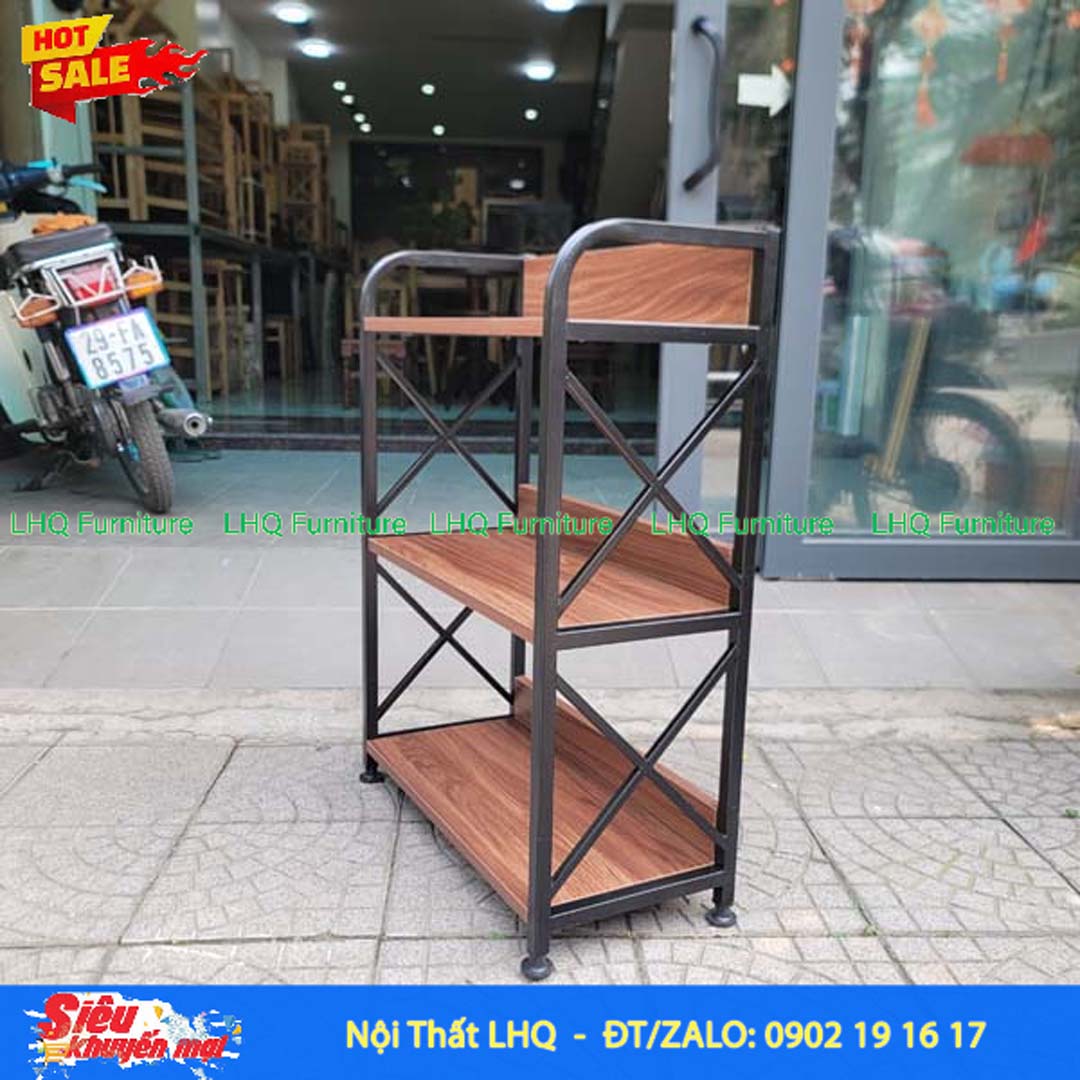 Kệ Sách Khung Sắt Gỗ Melamin 3T70 Rộng 70cm