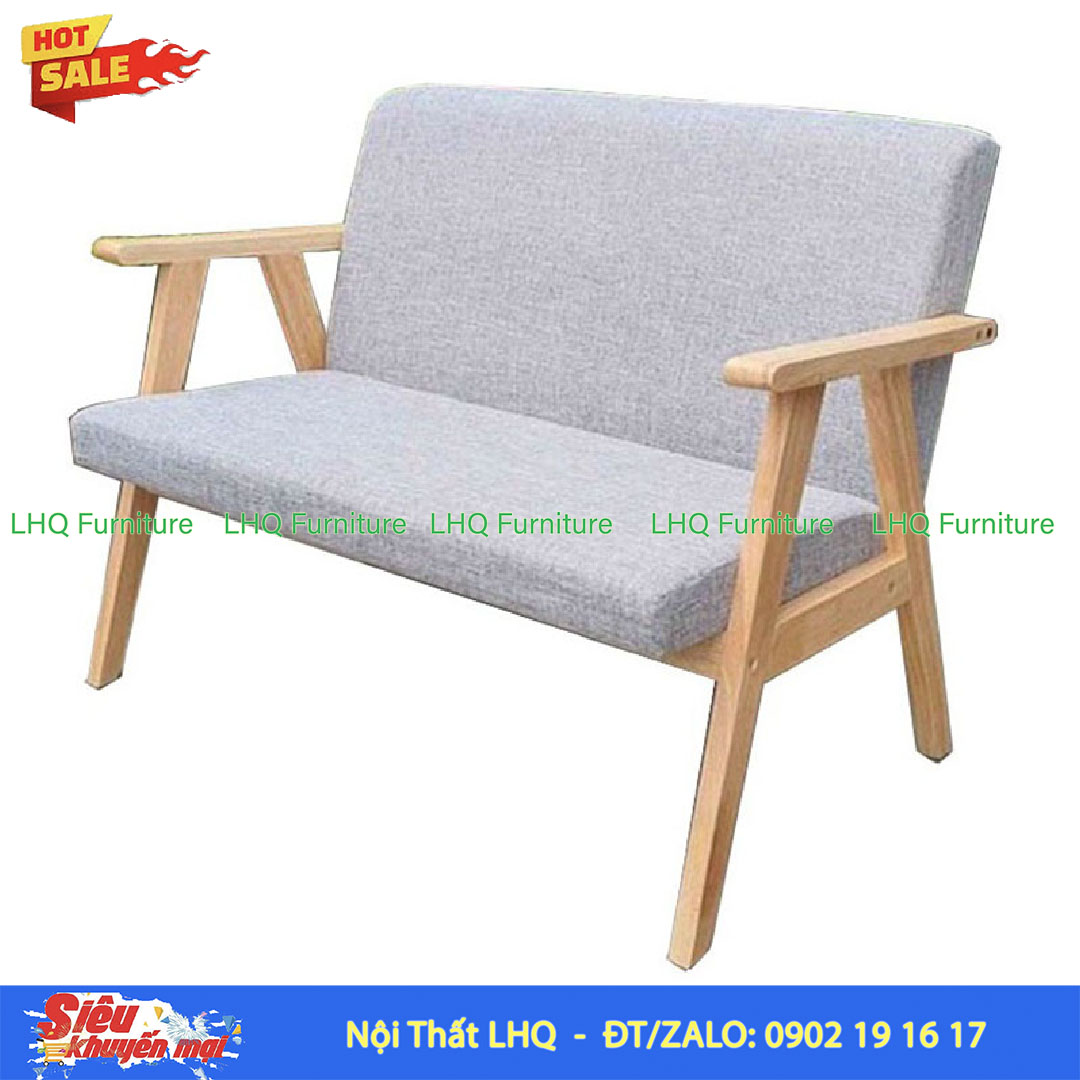 Ghế Sofa Đôi Tay Dẹt Gỗ Cao Su | Nội Thất LHQ