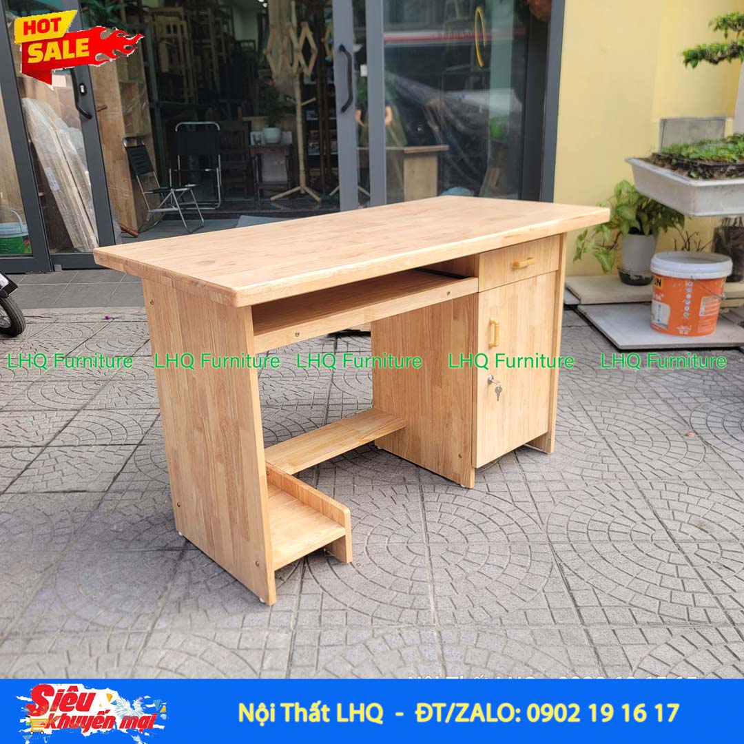 Bàn Làm Việc 1m Gỗ 1,8 | Gỗ Cao Su Tự Nhiên Chắc Chắn, Tiện Dụng
