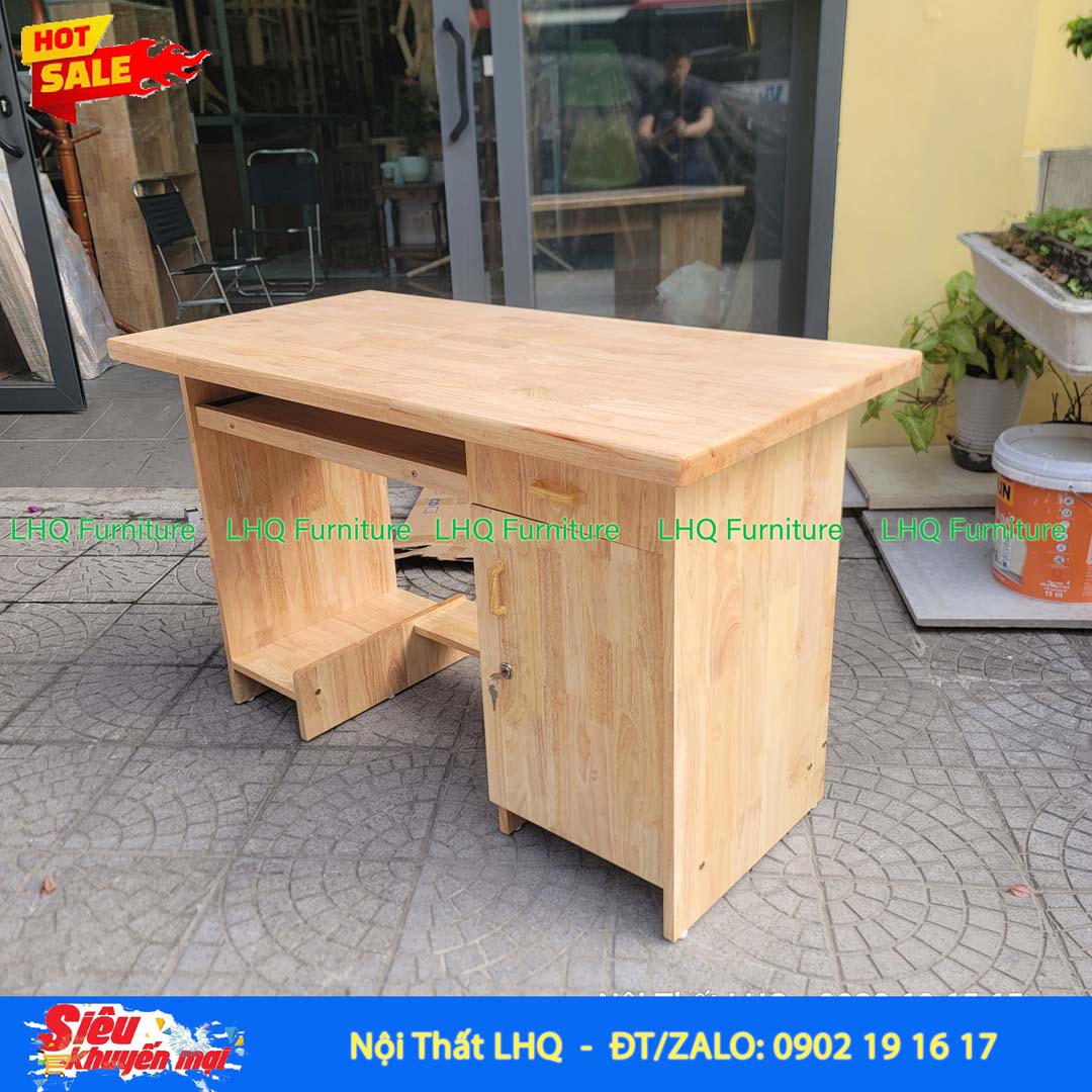 Bàn Làm Việc 1m Gỗ 1,8 | Gỗ Cao Su Tự Nhiên Chắc Chắn, Tiện Dụng