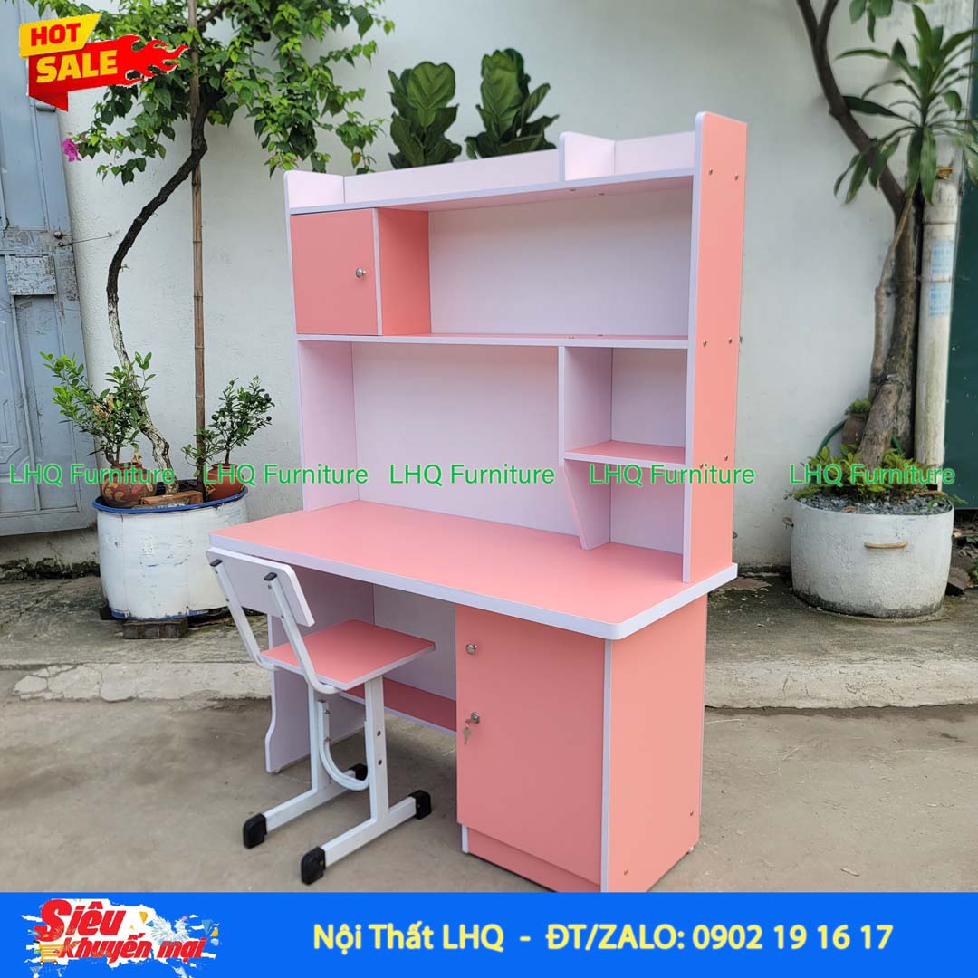 Bàn học sinh liền giá sách rộng 1m2 – Thiết kế tiện dụng cho bé
