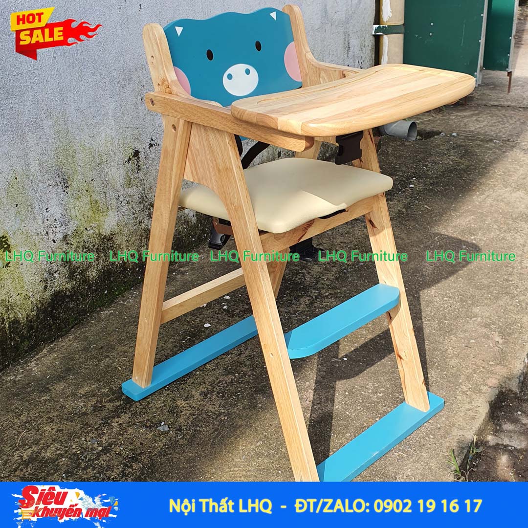 Ghế Ngồi Ăn Bột Gỗ Cao Su Tự Nhiên Gấp Gọn Cho Bé