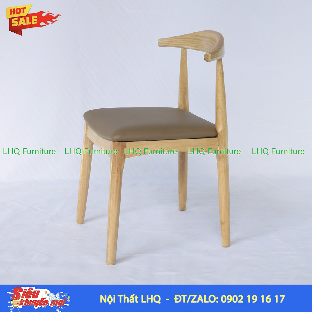 Ghế Cafe – Ghế Ăn Elbow Gỗ Cao Su Thiết Kế Vai Bò Hiện Đại
