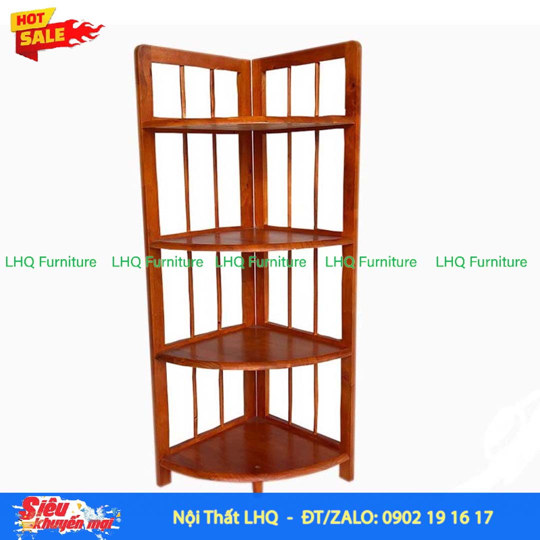 Kệ Góc 4 Tầng Gỗ Cao Su Tự Nhiên Trang Trí | Nội Thất LHQ