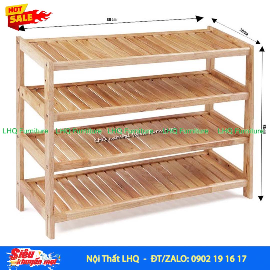 Kệ Để Giày Dép Gỗ 4 Tầng Rộng 80cm | Nội Thất LHQ