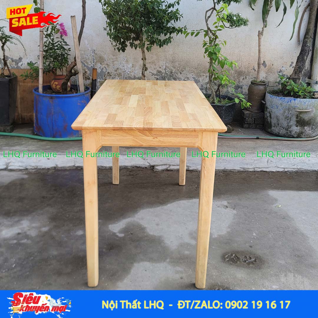 Bàn Làm Việc Chân Vuông 1m | Gỗ Cao Su Tự Nhiên Hiện Đại