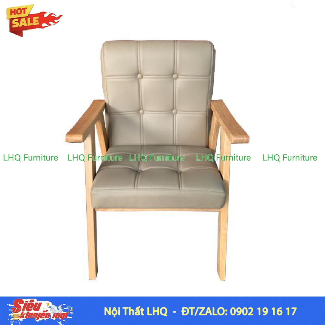 Ghế Sofa Đơn Tay Dẹt Gỗ Cao Su | Nội Thất LHQ