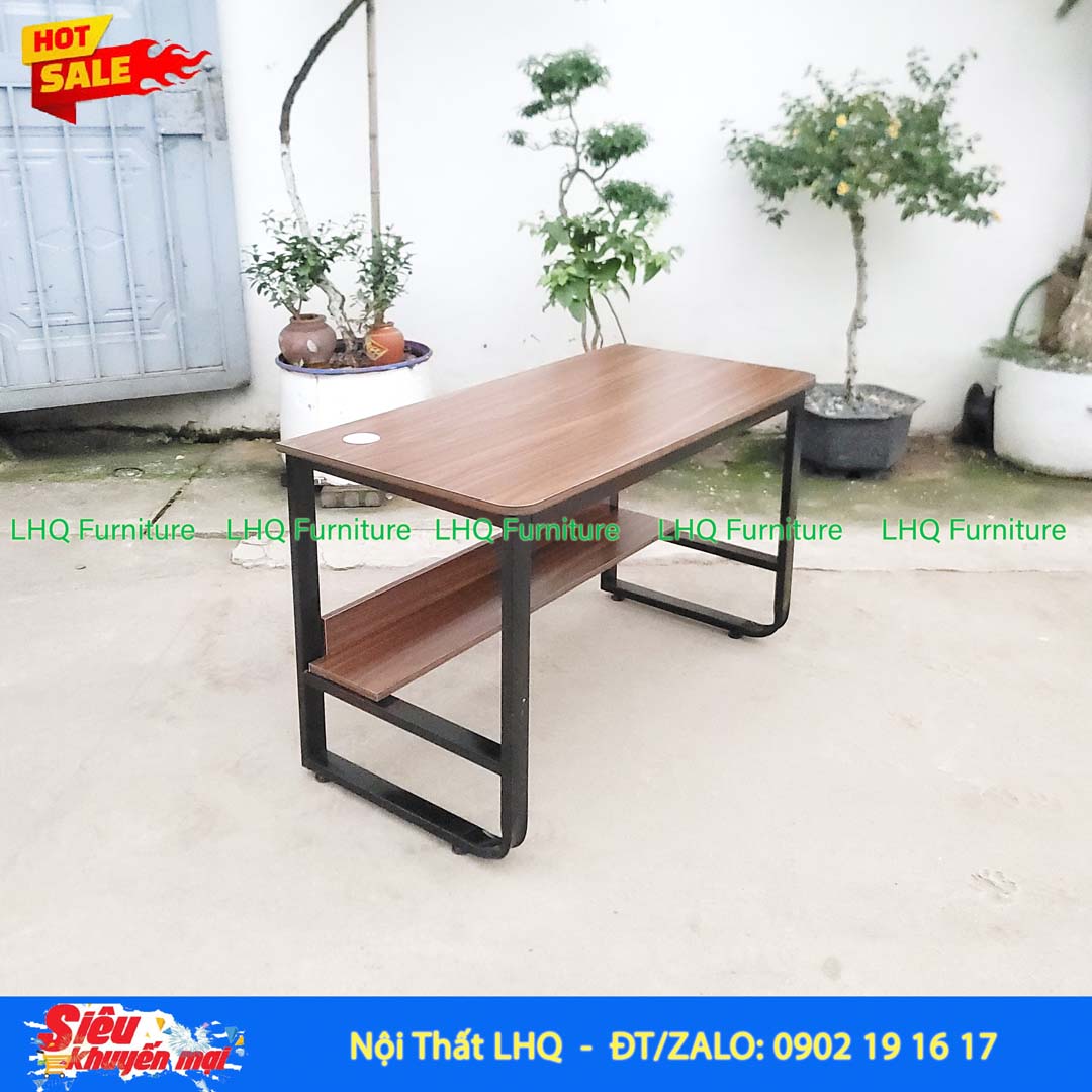 Bàn làm việc chân sắt rộng 1m – Khung sắt chắc chắn, thiết kế hiện đại