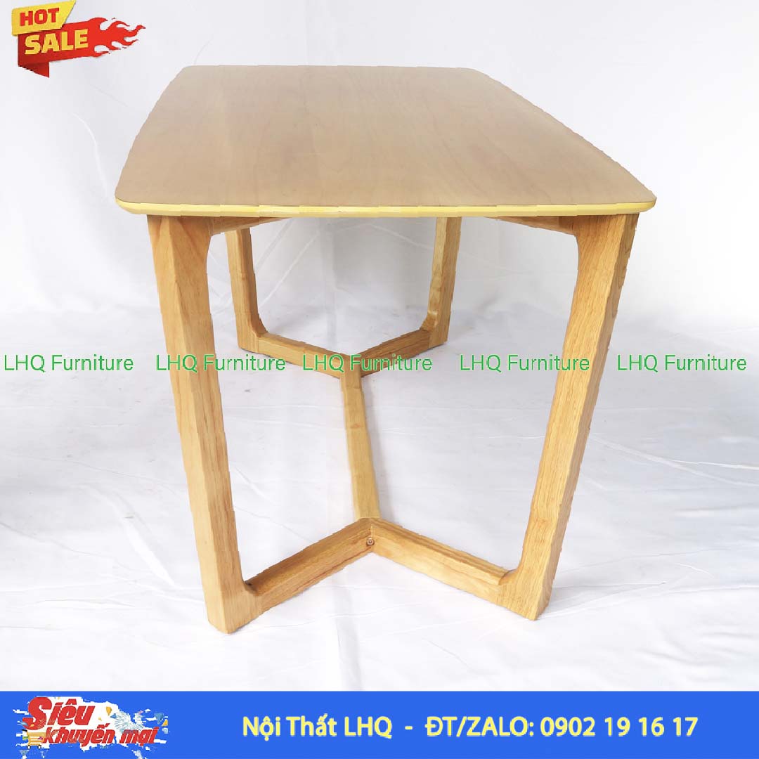 Bàn Ăn Chân Xương Cá Gỗ Cao Su Phong Cách Bắc Âu
