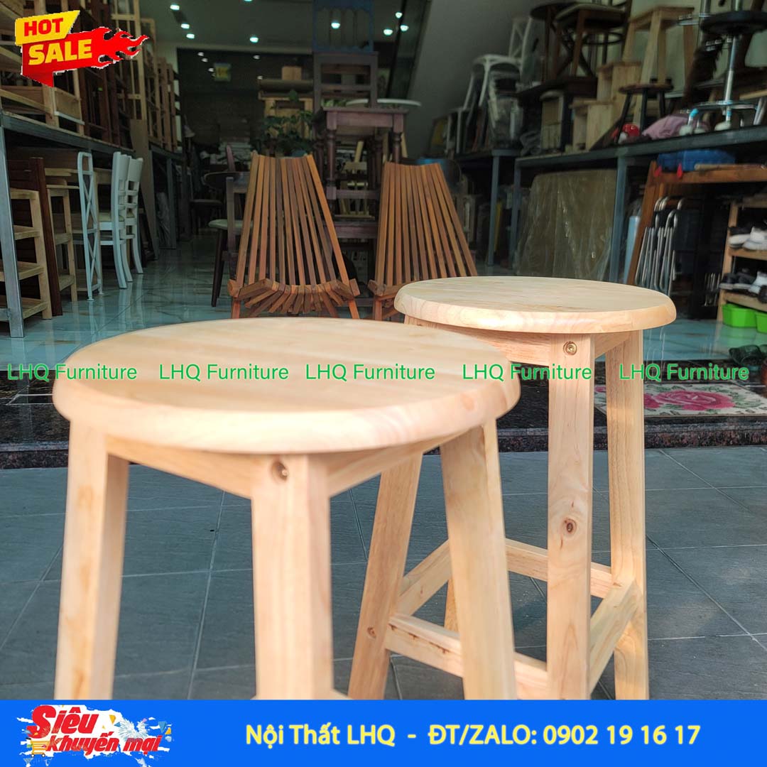 Ghế đôn chân thang cao 60 – Gỗ cao su tự nhiên, thiết kế tháo ráp