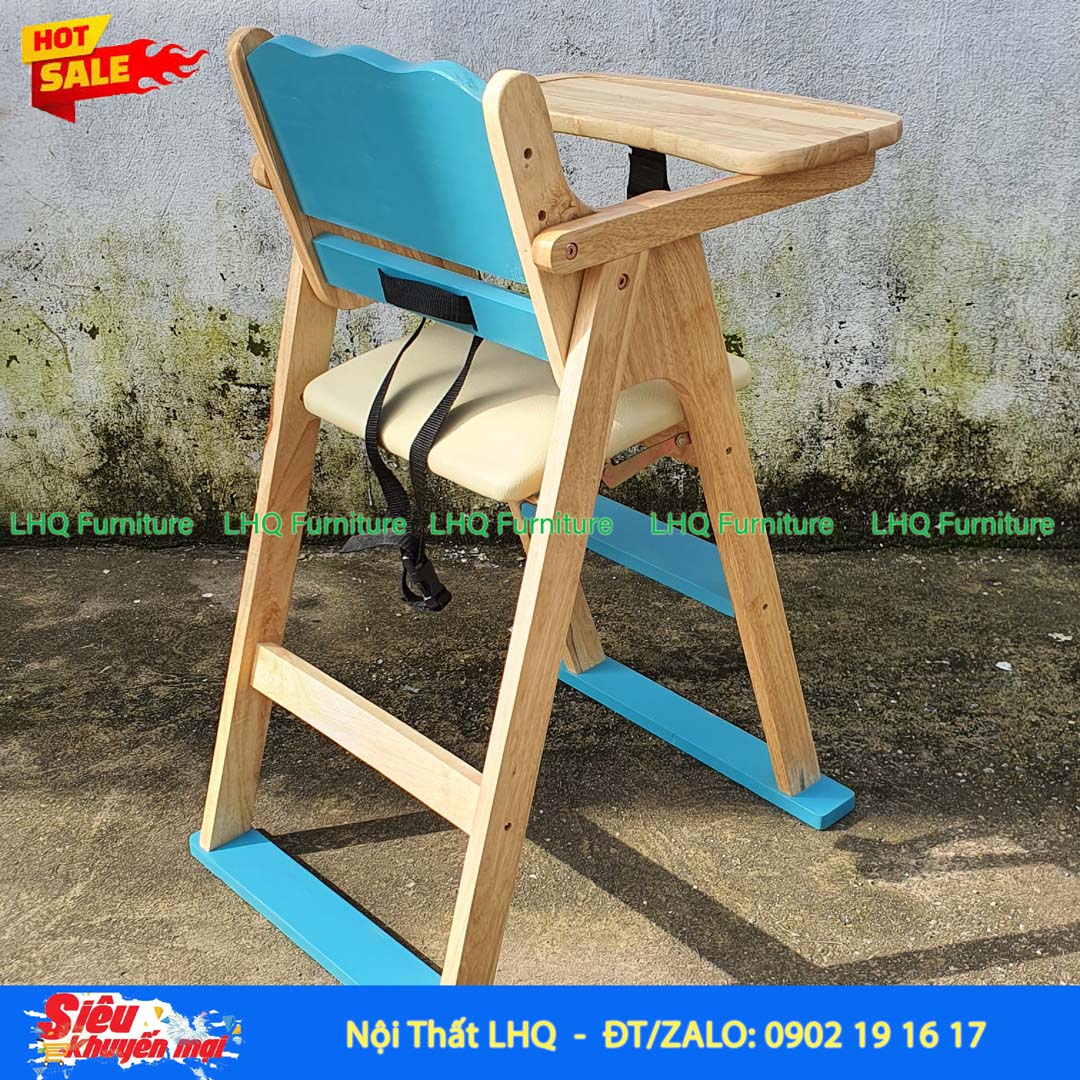 Ghế Ngồi Ăn Bột Gỗ Cao Su Tự Nhiên Gấp Gọn Cho Bé