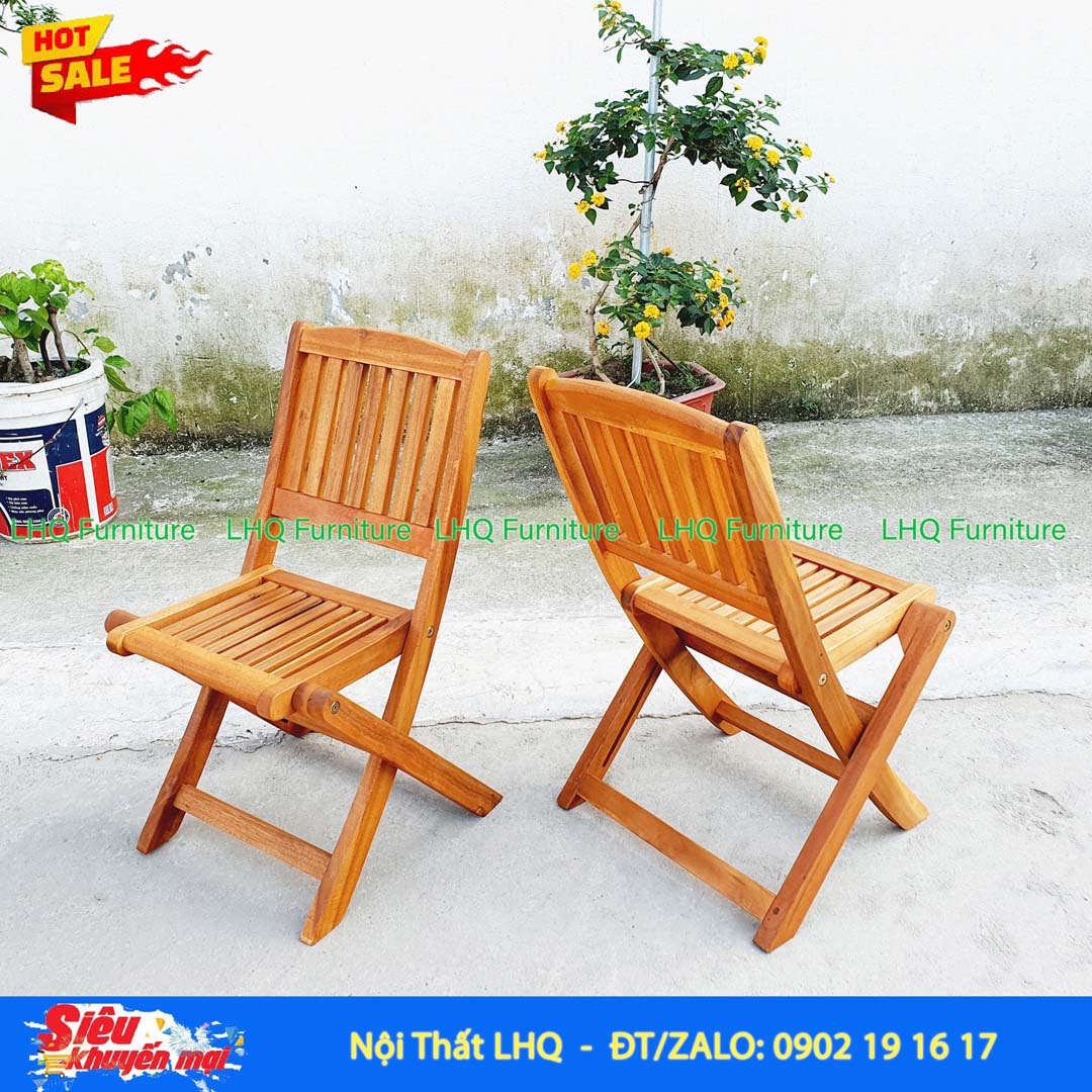 Ghế Cafe Mini Gỗ Tràm Xếp Xuôi Gấp Gọn | Nội Thất LHQ