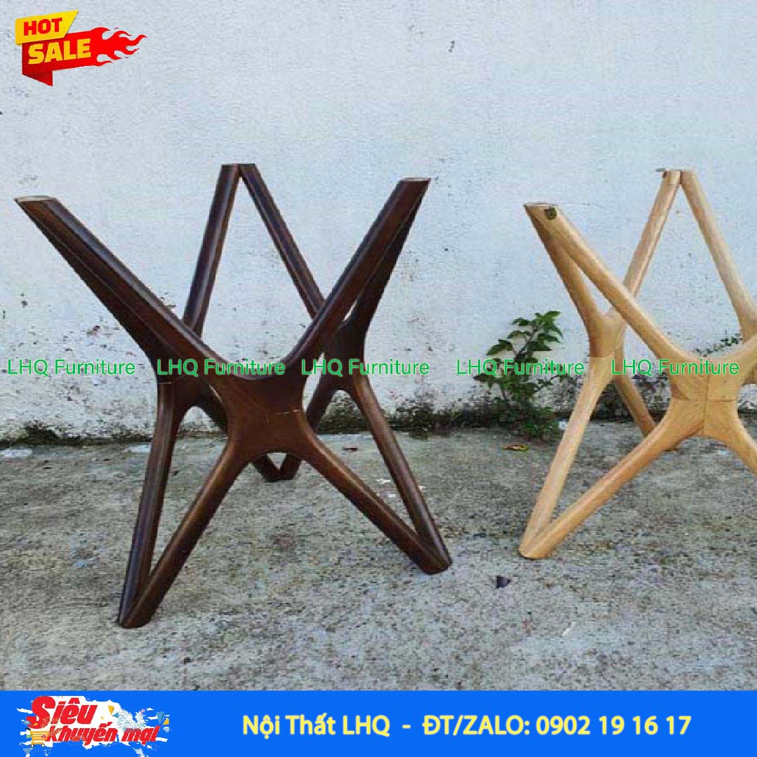 Bàn Cafe Chân Sao Gỗ Cao Su Tự Nhiên D60cm