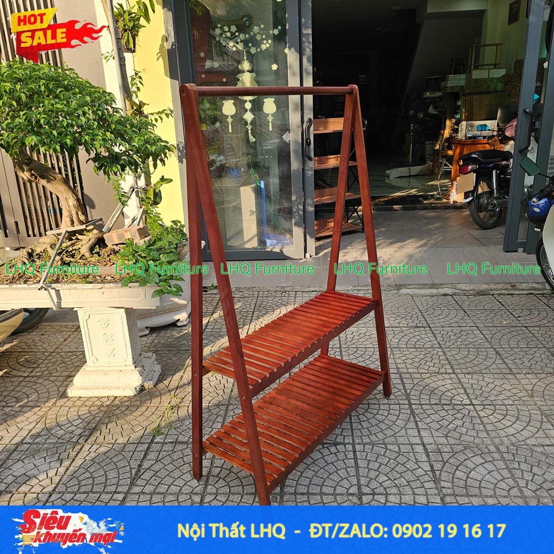 Kệ Treo Quần Áo Chữ A 2 Tầng 80cm Gỗ Cao Su | Nội Thất LHQ