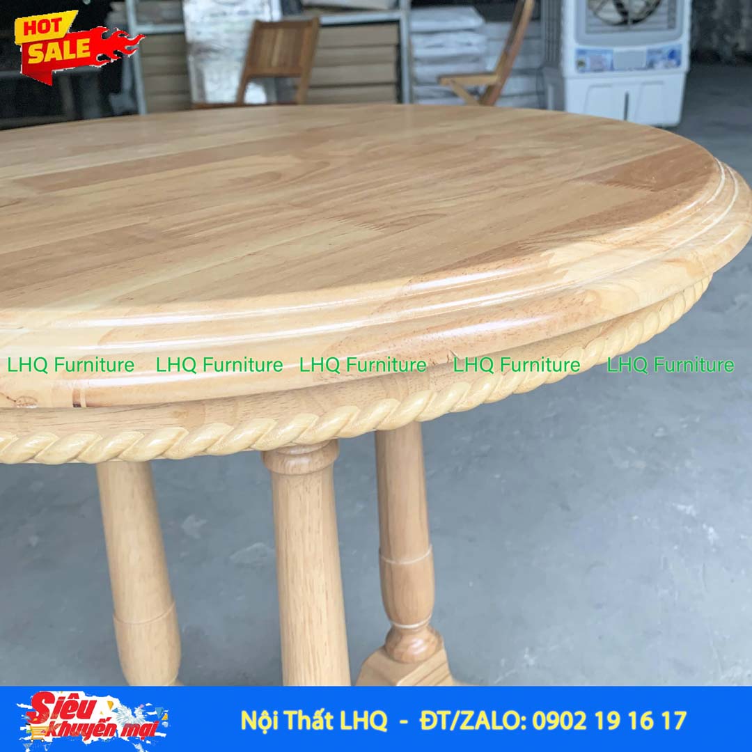 Bàn Kẹp Trà Gỗ Cao Su Tự Nhiên 60x60cm Đa Năng