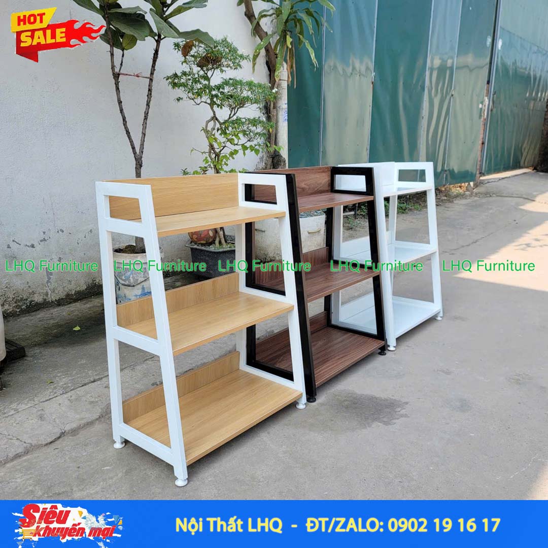 Kệ Chữ A 3 Tầng Khung Sắt Mặt Gỗ MDF