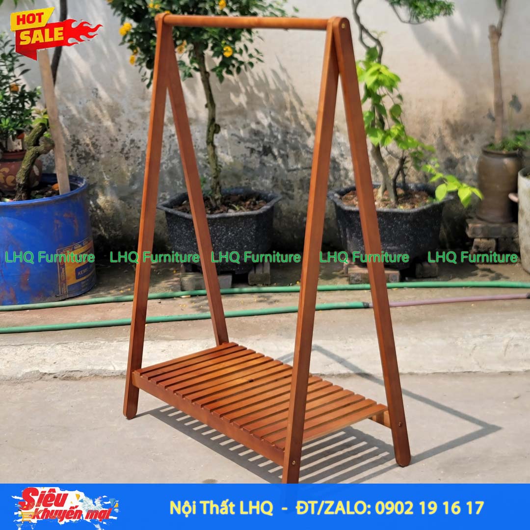 Kệ Treo Quần Áo Chữ A 1 Tầng 80cm Gỗ Cao Su | Nội Thất LHQ
