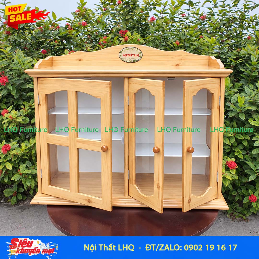 Tủ Thuốc Đôi Gỗ Thông 67x21x55cm | Nội Thất LHQ