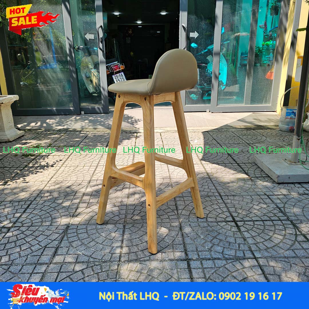 Ghế quầy bar mặt nệm – Gỗ cao su tự nhiên, thiết kế tháo ráp