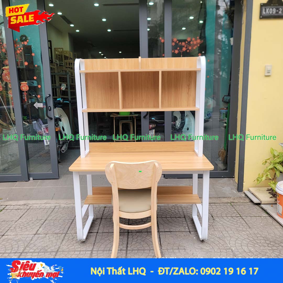 Bàn Giá Sách Khung 1m2 Sắt Gỗ MDF | Nội Thất LHQ
