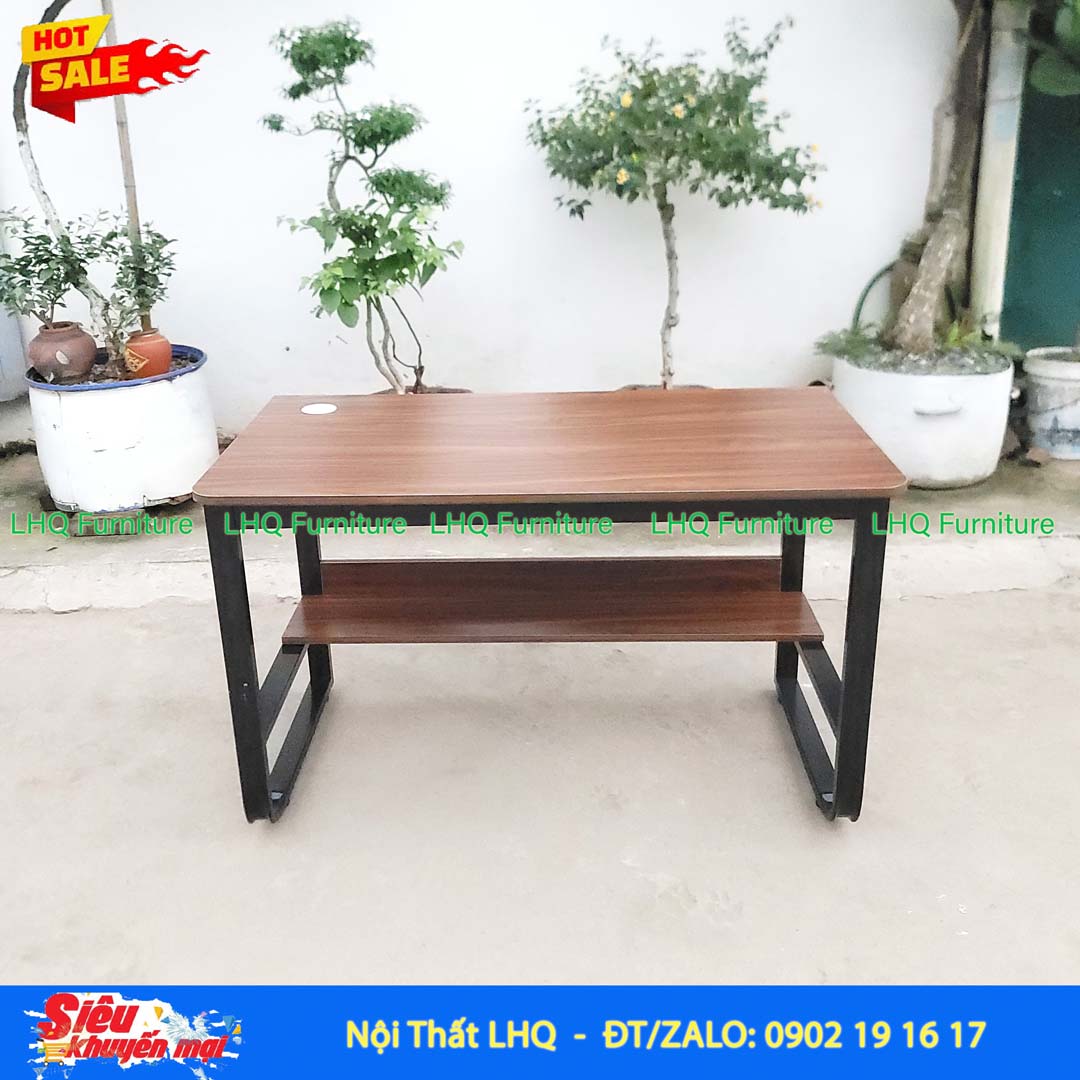 Bàn học khung sắt 1m2 mặt gỗ MDF – Thiết kế chắc chắn, tiện dụng