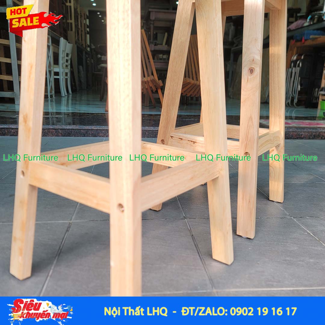 Ghế đôn chân thang cao 60 – Gỗ cao su tự nhiên, thiết kế tháo ráp