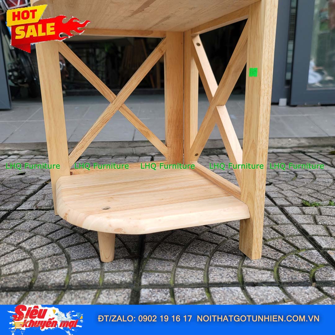Kệ góc chữ X 3 tầng gỗ cao su tự nhiên 32x45x92cm