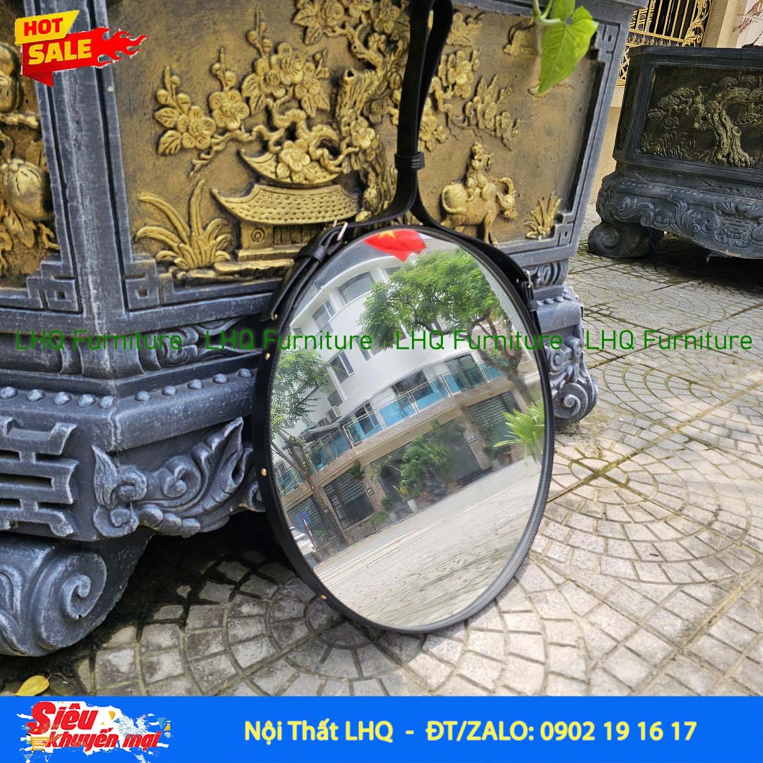 Gương Treo Dây Da Không Đèn D50 cm, Bảo hành 12 tháng