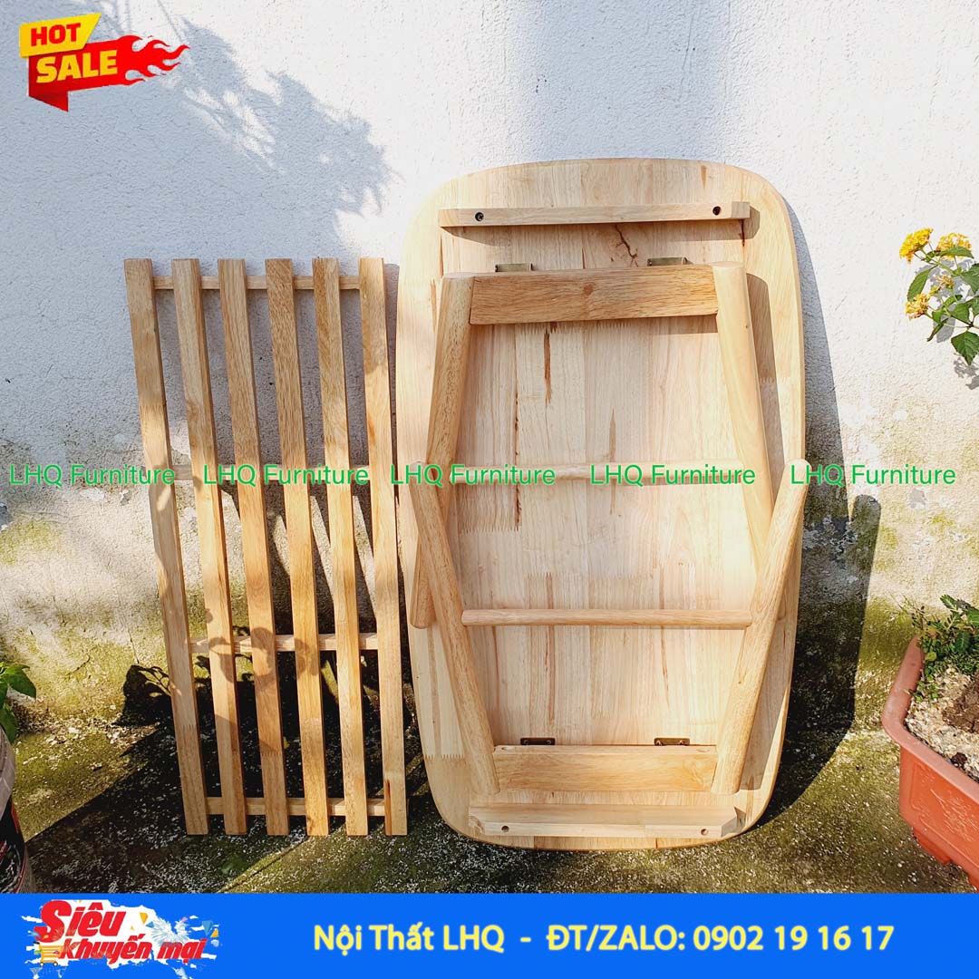 Bàn Sofa Gỗ Cao Su 2 Tầng Hiện Đại, Gấp Gọn