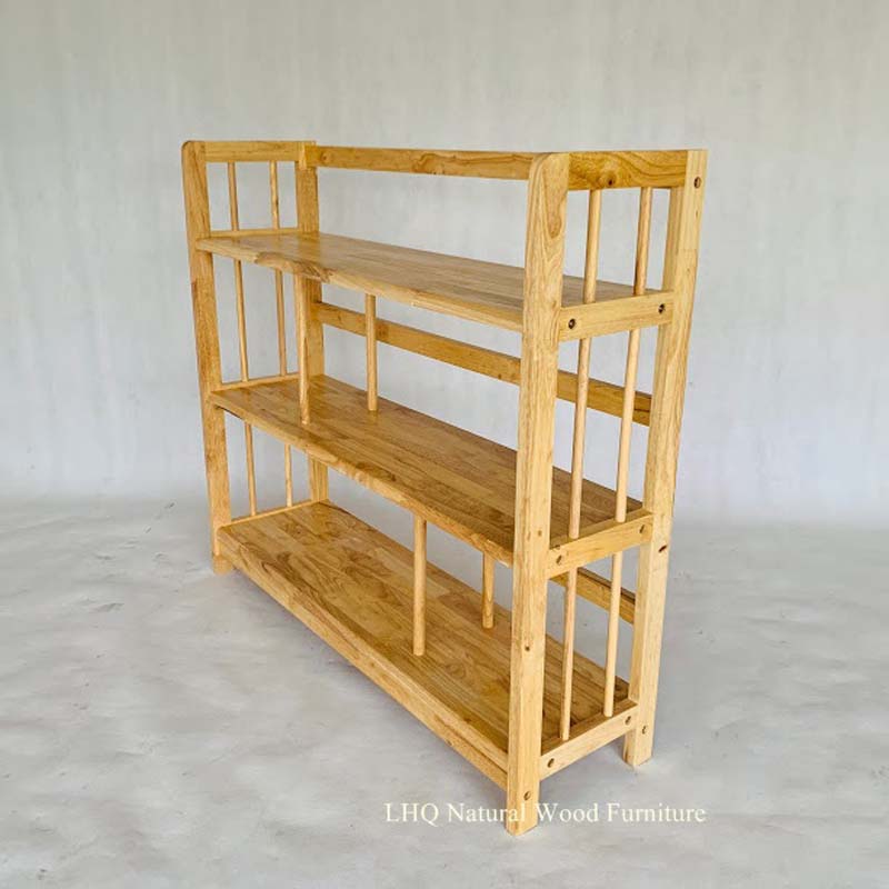 Kệ Sách Gỗ 3 Tầng Rộng 1m2 – Kệ Gỗ Cao Su Tự Nhiên Cao Cấp, Không Gian Lưu Trữ Rộng Rãi