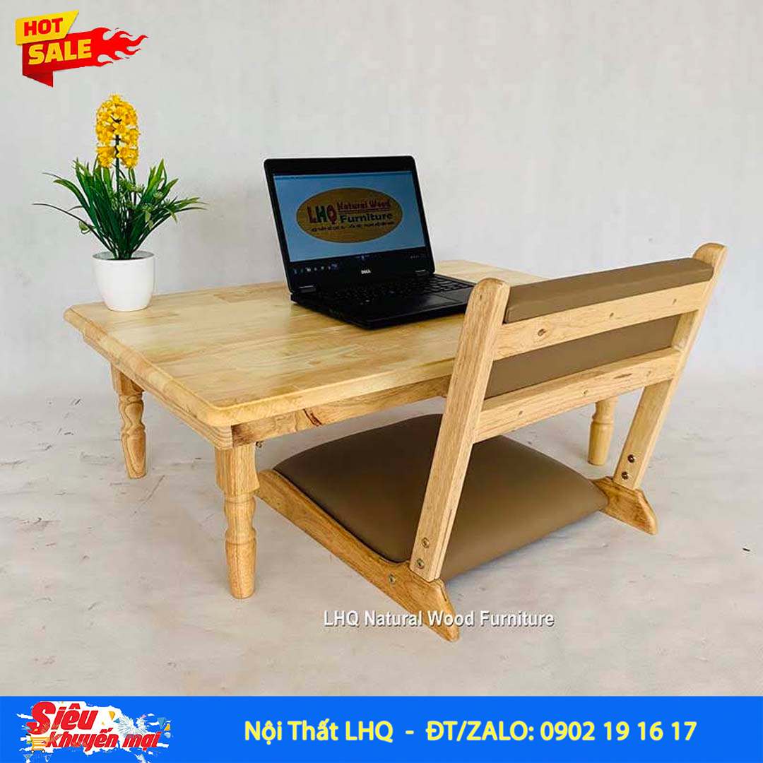 Bàn Trà Nhật Chân Tiện BCT57 – Gỗ Cao Su Tự Nhiên
