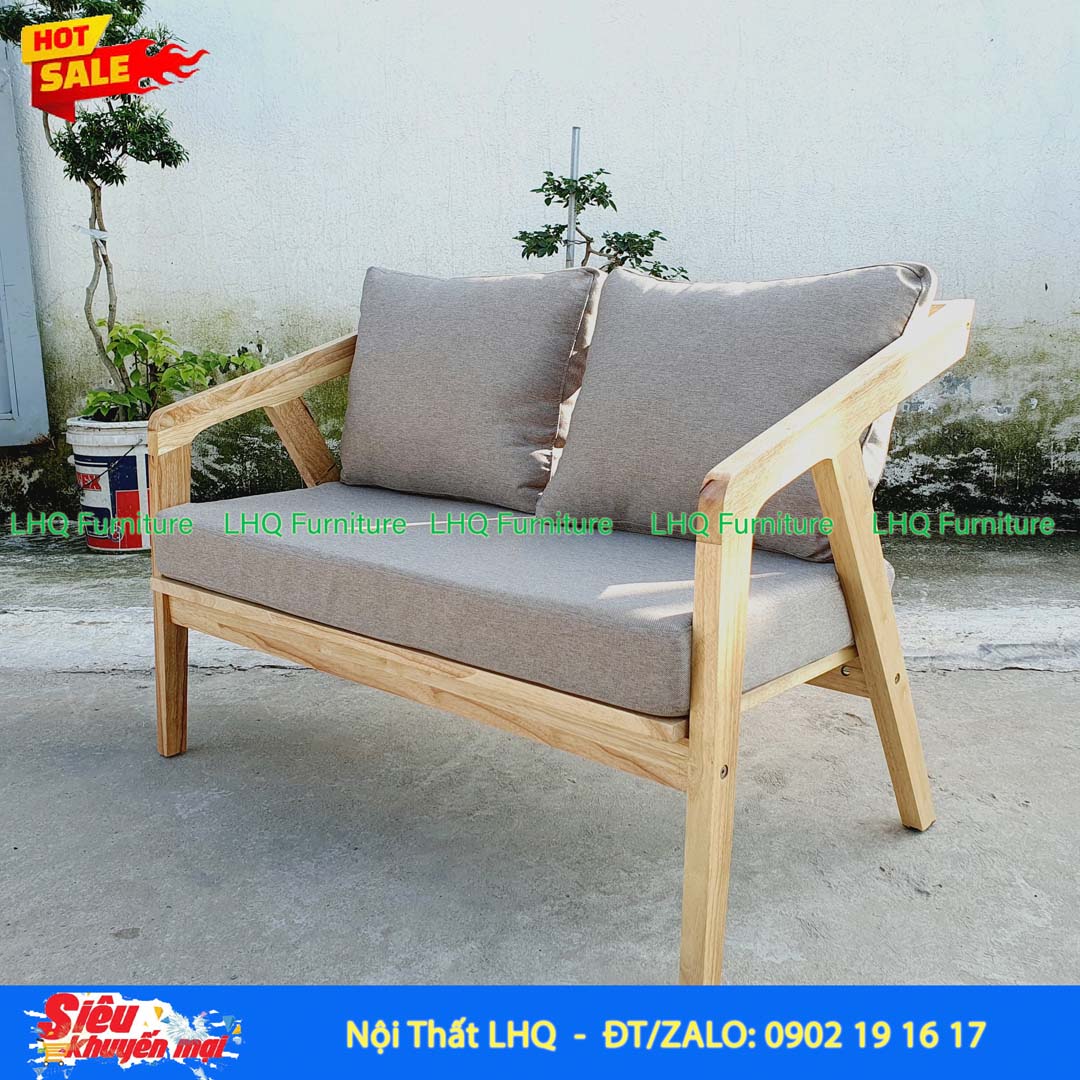 Ghế Sofa Nakata Đôi Gỗ Cao Su Tự Nhiên – LHQ Furniture