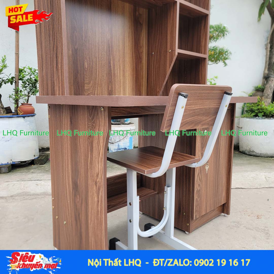 Bàn học sinh liền giá sách 1m – Thiết kế tháo lắp tiện lợi