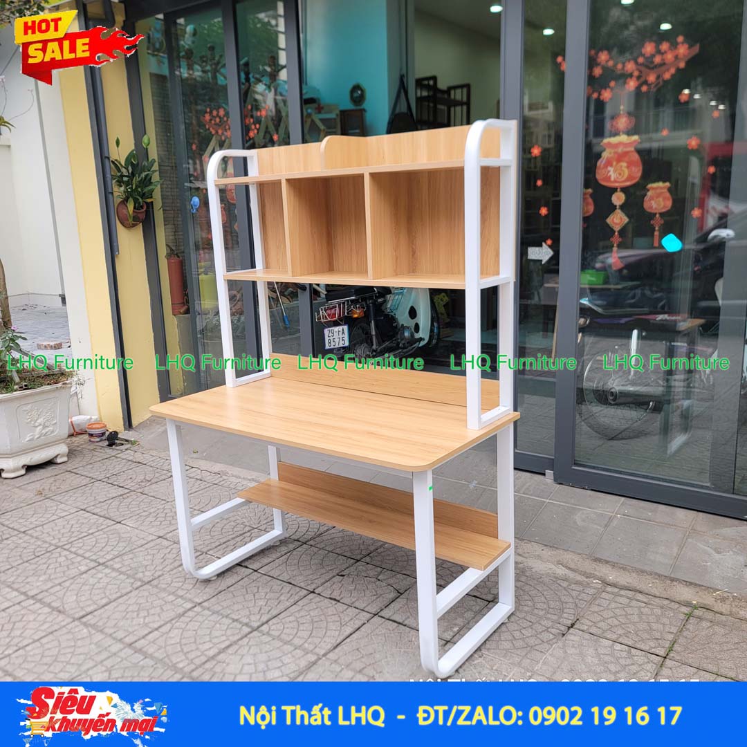 Bàn Học Giá Sách Khung Sắt Rộng 1m | Nội Thất LHQ
