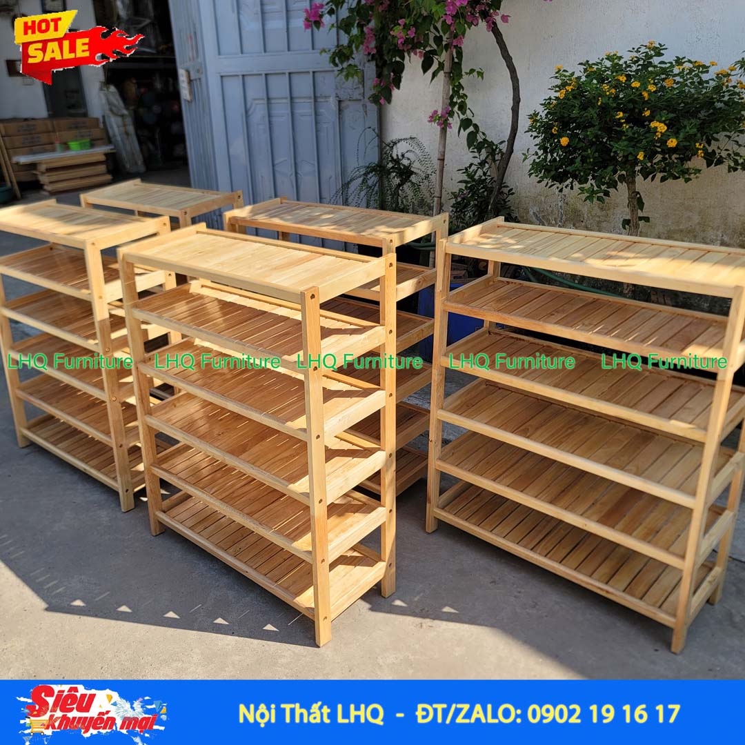 Kệ Để Giày Dép Gỗ 6 Tầng Rộng 80cm | Nội Thất LHQ