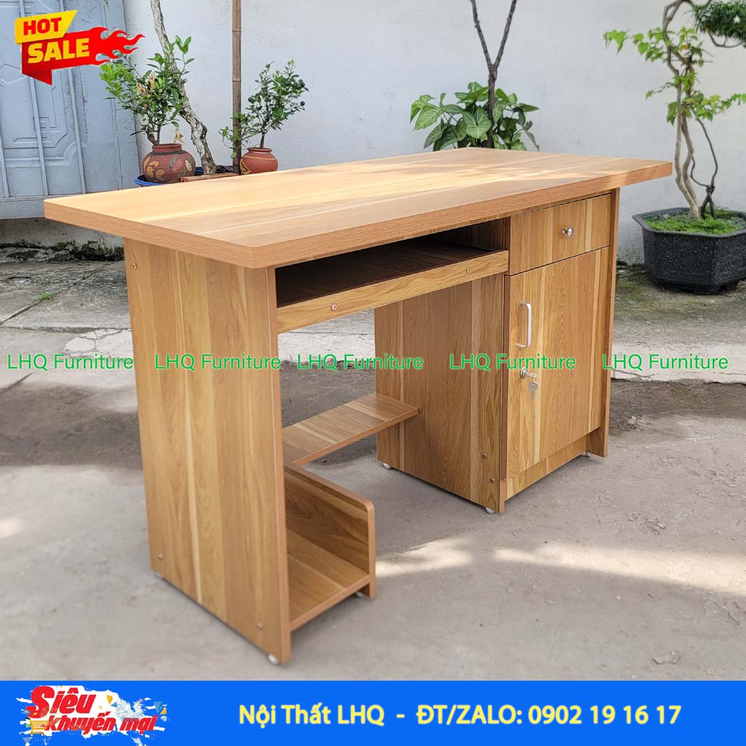 Bàn vi tính gỗ MDF rộng 1m2 – Thiết kế tháo ráp tiện lợi