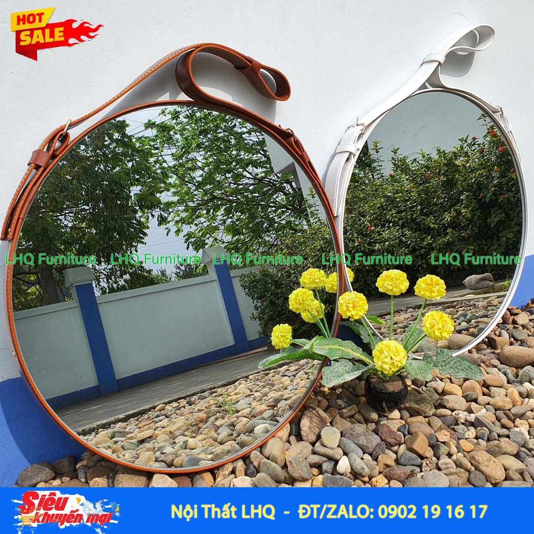 Gương Treo Dây Da Không Đèn D40 cm, Đẹp giá rẻ