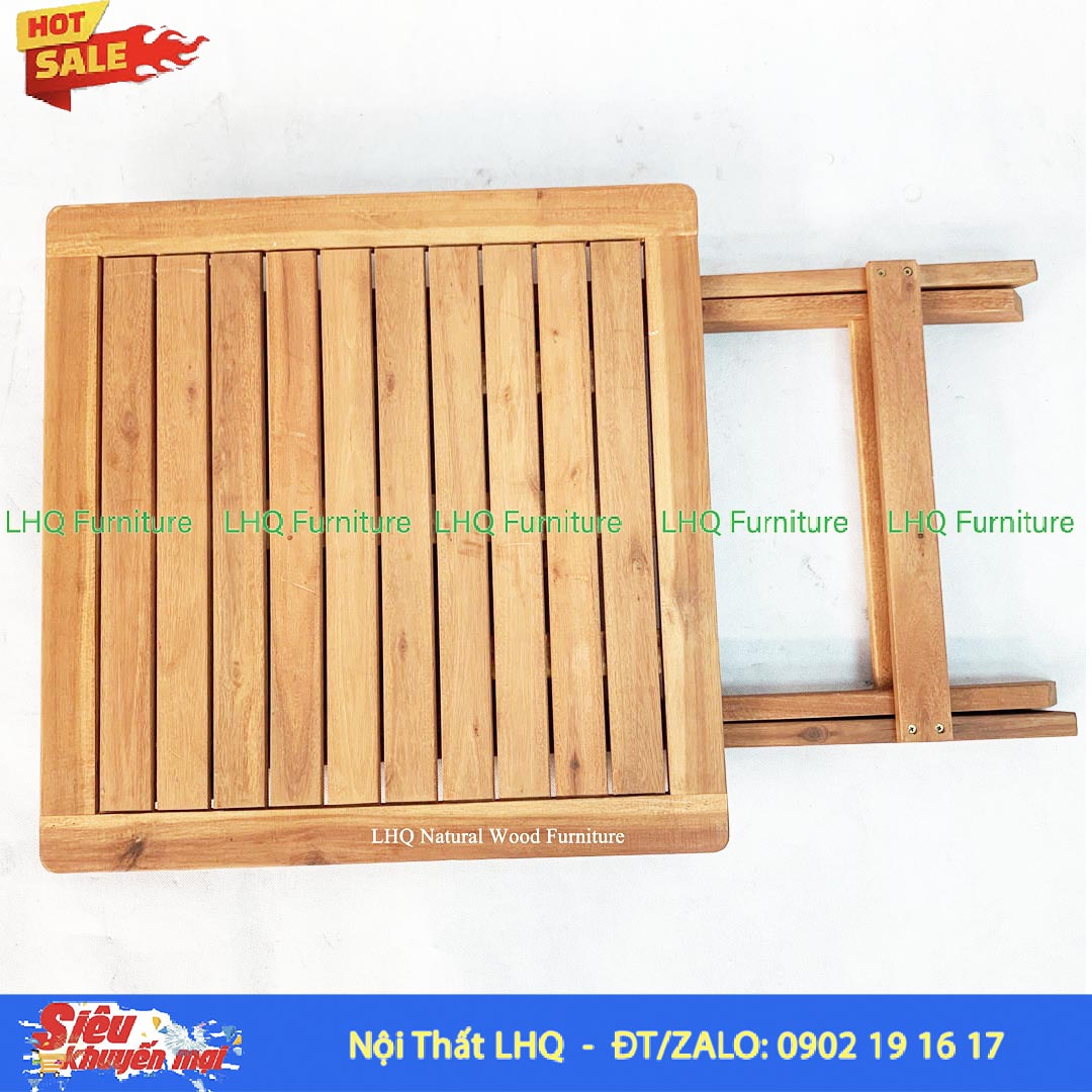 Bàn Cafe Nan Cao Gỗ Tràm Xếp Gọn 60x60cm